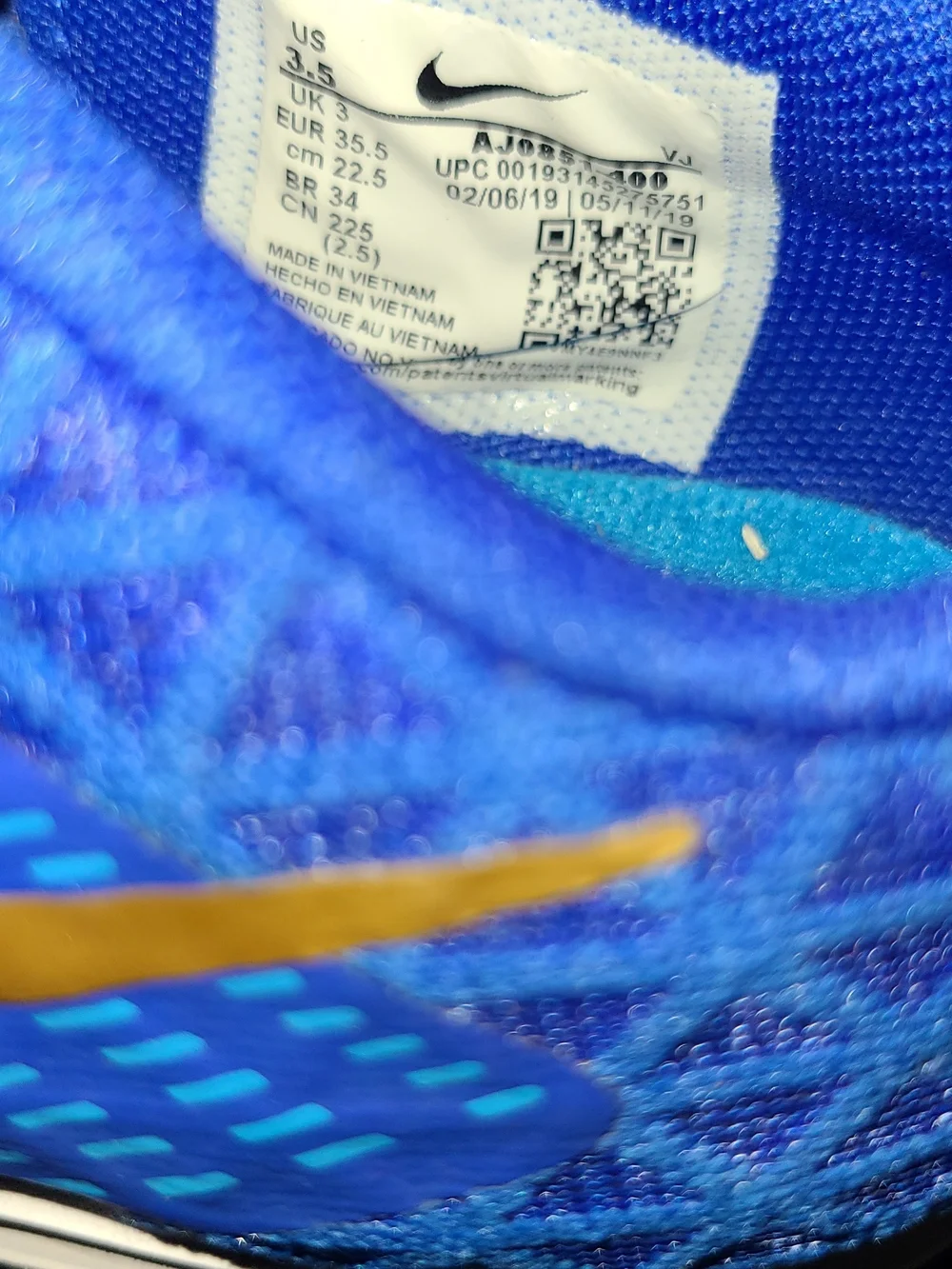 Nike Youth Zoom Rival XC AJ0851-400 Blue & Gold Running Cleats Shoes Size 3.5